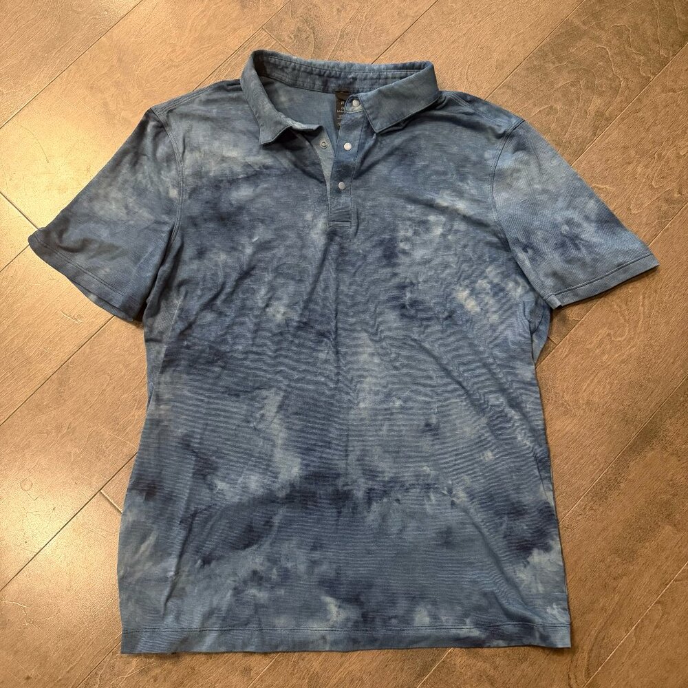 Lululemon Men's Evolution Polo Diamond Wash Blue Tie Dye, Snap Closures (Size M)